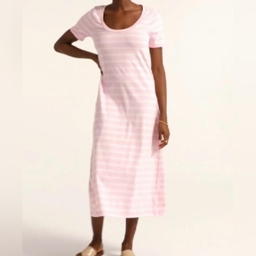 J CREW dress SIZE XXS cute pink‎ striped summer cotton casual maxi dress 🩷